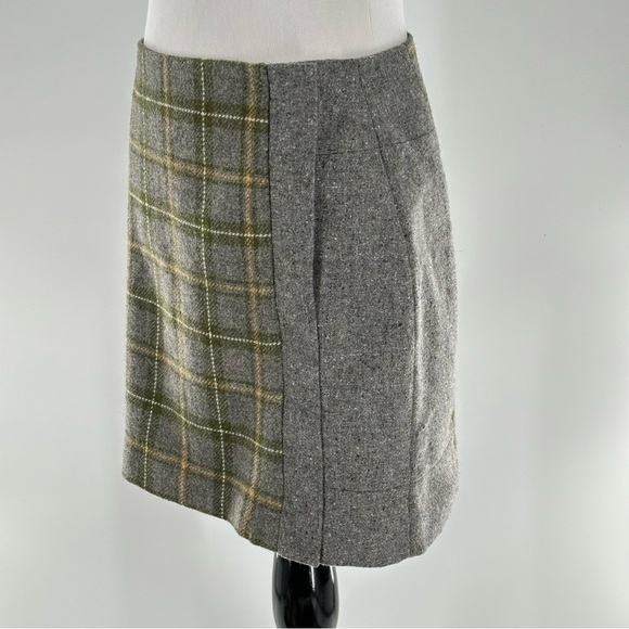 Banana Republic skirt size 2 green gray 49% wool checkered Academia pencil - Picture 6 of 9